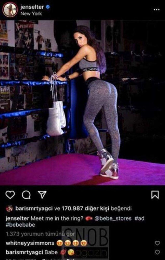 6. Nisa Bölükbaşı ile birlikte olan Barış Murat Yağcı, dünyaca ünlü fitness modeli Jen Selter'i beğeni ve yorum yağmuruna tuttu.