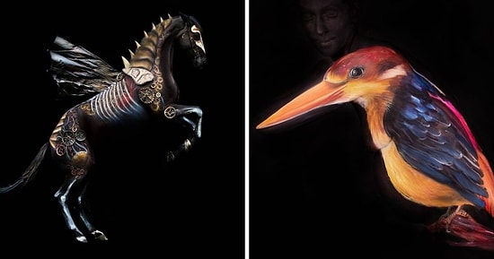 Боди-арт, стирающий границы между реальностью и вымыслом: 20 головокружительных картин от немецкой художницы