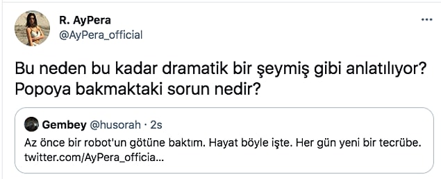 Tabii ki onun animasyon olduğunu bilmeyenler malum bölgelere baktılar bile. AyPera da Twitter hesabından böyle yorum yaptı. Evet, Twitter hesabı var...