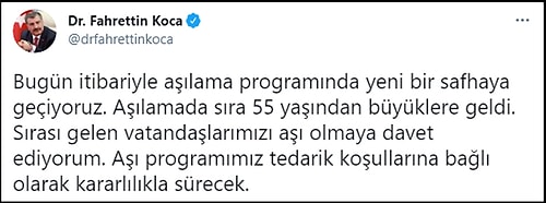 Bakan Koca Duyurdu! 'Aşılamada Sıra 55 Yaşından Büyüklere Geldi'