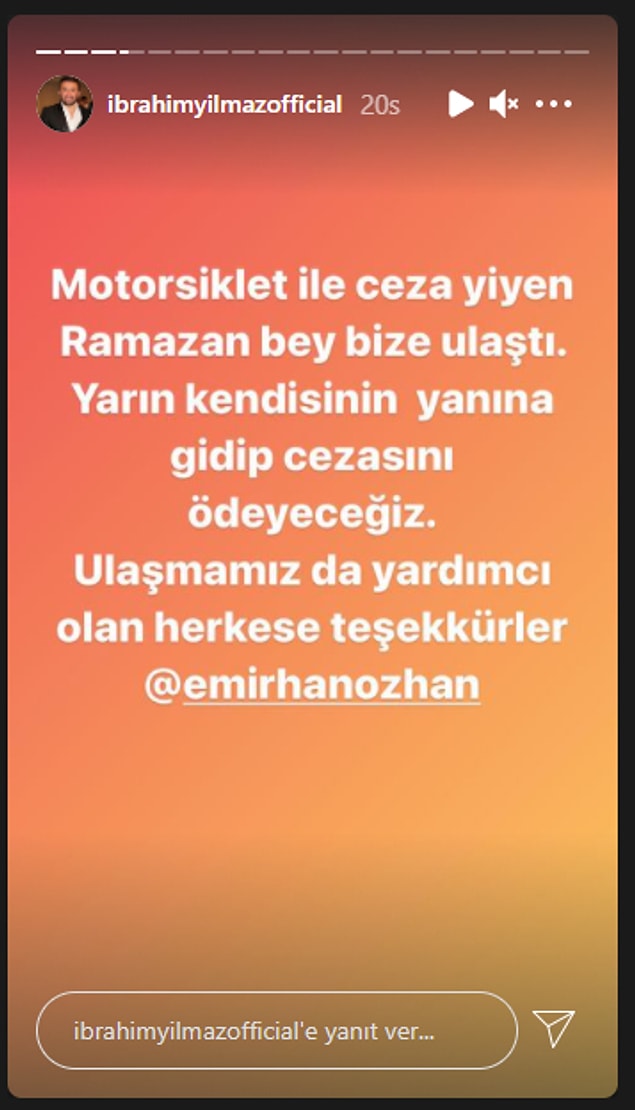 'İyilik Akımı' videoları ile tanınan İbrahim Yılmaz ise Ramazan abiye ulaşıldığını ve kesilen cezasının ödeneceğini söyledi: 👇