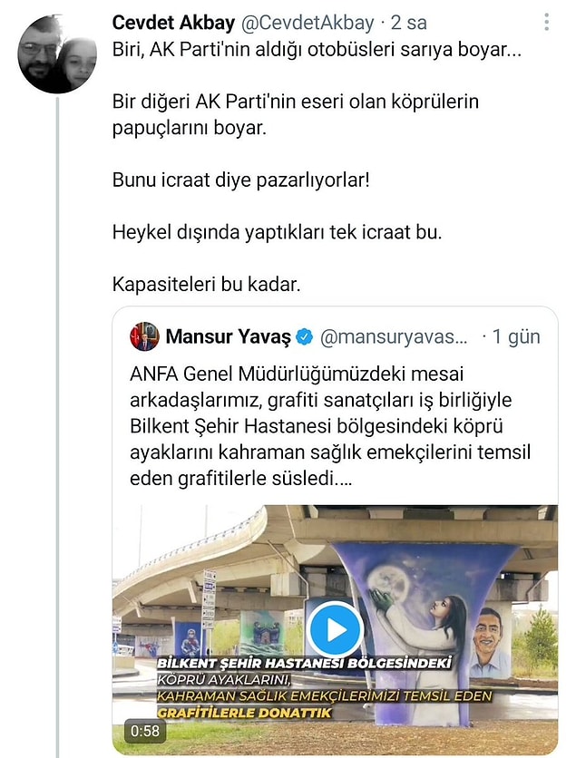 Ancak bu çalışmadan hoşnut olmayan bir vatandaş tepkisini şu şekilde gösterdi.
