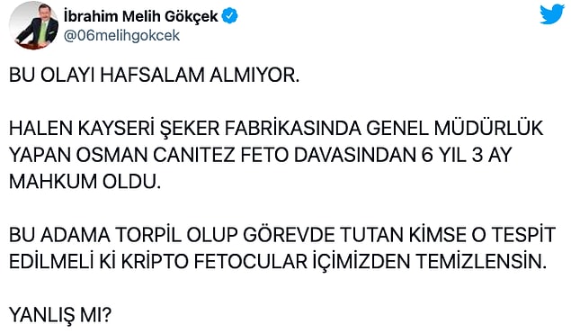 Gökçek: "İçimizden kripto FETÖ'cüler temizlensin"