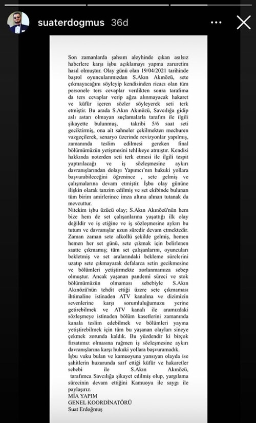 Sette Olay Çıkardığı İddialarını Yalanlayan Akın Akınözü'nü Hercai'nin Koordinatörü Savcılığa Şikayet Etti!