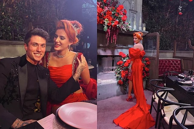 1. Ünlü şarkıcı Bella Thorne, Benjamin Mascolo ile yaptıkları nişan töreninde tercih ettiği kıyafetle olay yarattı.