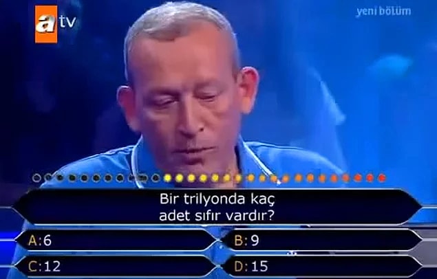 13. Bir trilyonda kaç adet sıfır vardır?