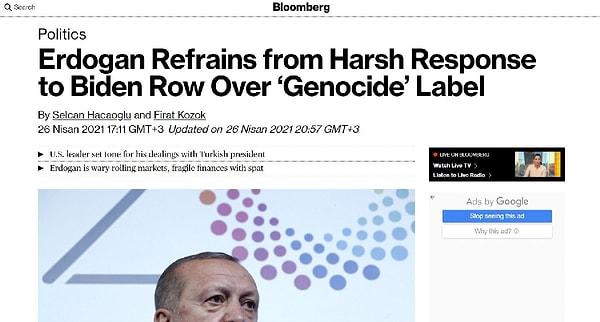 Bloomberg: Erdoğan durumun farkında