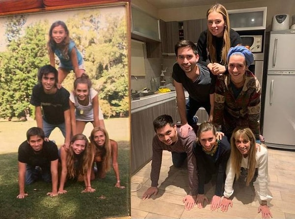 6. "Моя сестра нашла это старое фото в семейном архиве, и мы решились его повторить!"