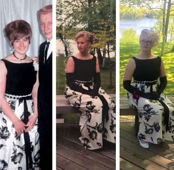 12. "3 поколения и одно и то же самое платье (моя бабуля в 1964, мама в 1991 и я в 2017).