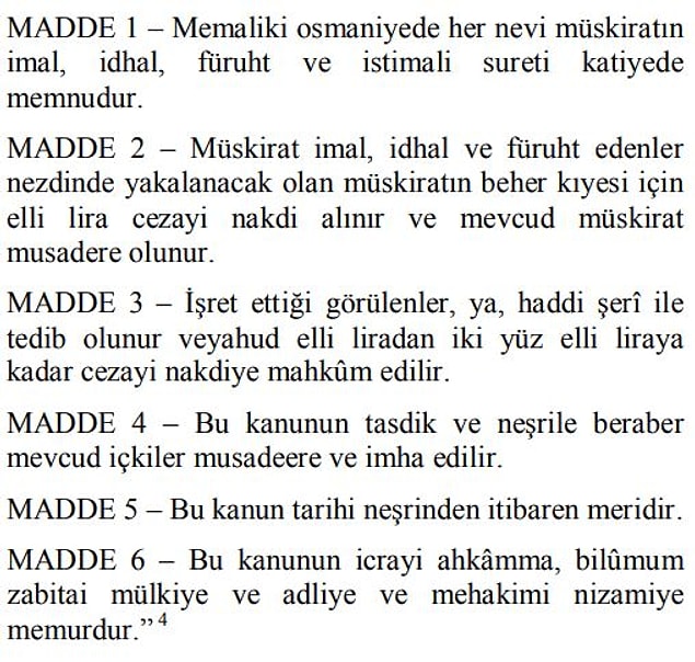 Ali Şükrü Bey'in verdiği 6 maddelik yasa teklifi şöyledir: