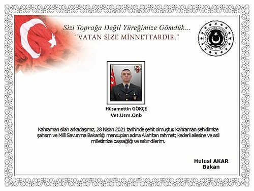 MSB: Bir Askerimiz Şehit Oldu