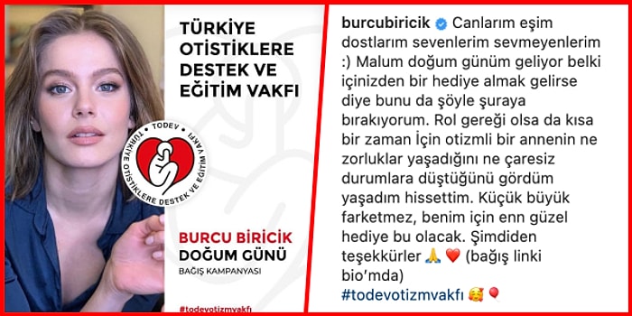 Helal Olsun! Burcu Biricik Doğum Günü İçin Kendisine Hediye Alacakların Otizm Vakfı'na Bağış Yapmasını İstedi