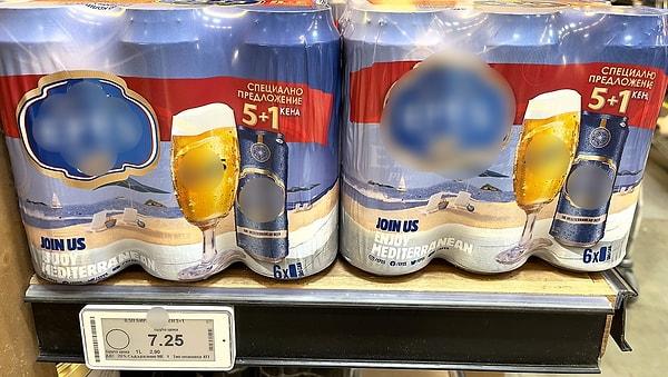 Ve oradan bu altılı biranın görselini paylaymış. Gördüğünüz üzere 6’lı 50’lik bira paketi 7.25 levadan (37 TL) satılıyor. Yani tanesi 6.16 TL’ye geliyor biranın.