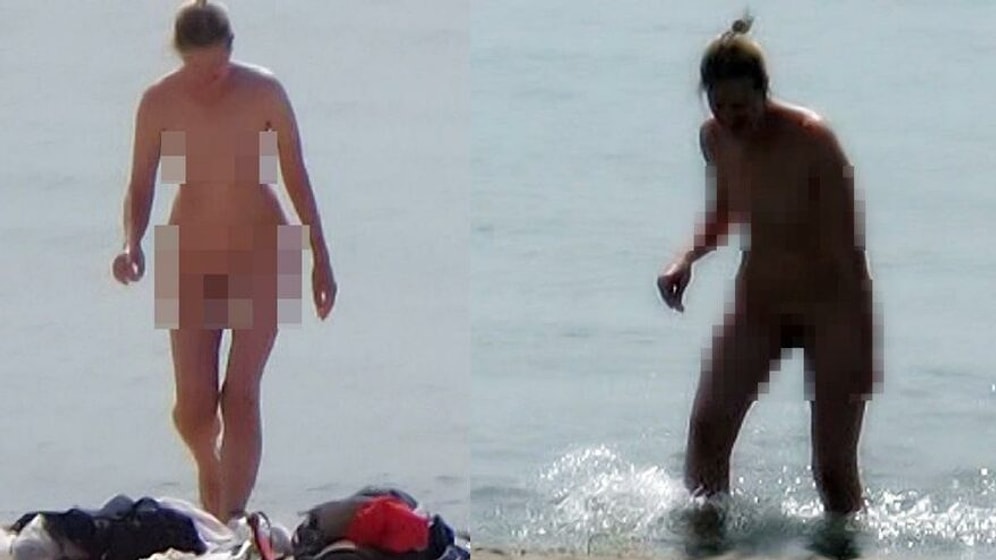 Kısıtlamalardan Muaf Turist, Sahili Boş Bulunca Çırılçıplak Denize Girdi