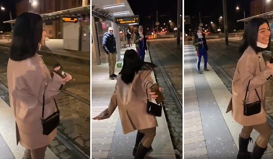 Tren İstasyonunda Kendisine Laf Atarak Konuşmaya Çalışan Adamı Kükreyerek Püskürten Kadın