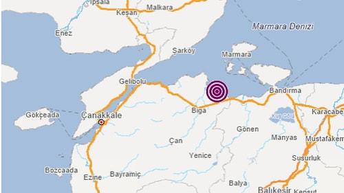 Çanakkale'de 4 Büyüklüğünde Deprem