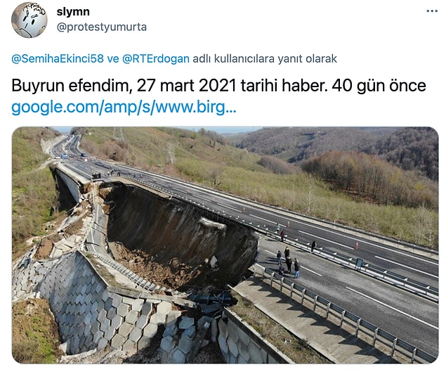 Daha birkaç hafta önce çöken Düzce yolu hatırlatıldı.