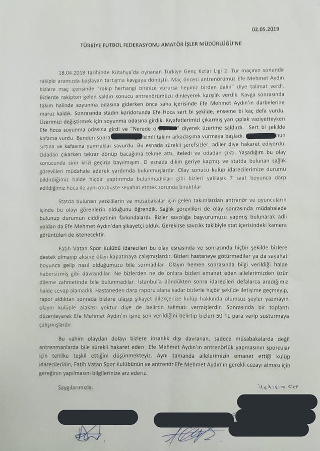 Burcu Eken'in bu olayı belgeleriyle ortaya çıkardı. 18 Nisan 2019 tarihinde Kütahya’da oynanan Türkiye genç kızlar maçından sonra 2 sporcu “yarı çıplak” bir halde “7 saat” boyunca şiddete maruz kalmış.
