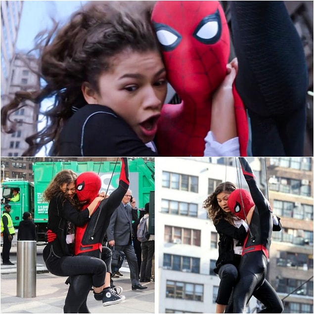 9. Örümcek-Adam: Evden Uzakta filminde, Zendaya ve Tom Holland göklerde uçmuş!