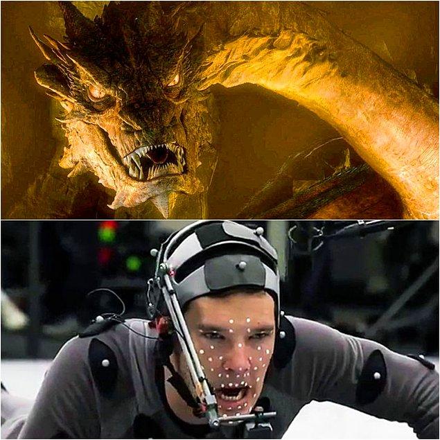 13. Benedict Cumberbatch'in, Hobbit: Smaug'un Çorak Toprakları'nda (2013) filmindeki ejderha Smaug performansı...🔥