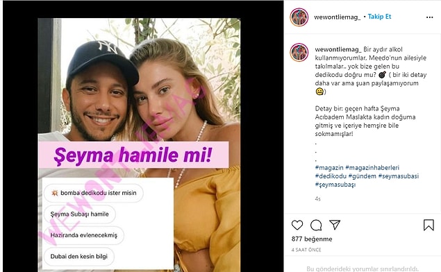 O iddiayı ortaya atan ise "We Wont Lie Mag" isimli bir Instagram magazin sayfası. Sayfa, kendisine gelen bir DM'i paylaştı. O DM'de ise Şeyma Subaşı'nın Haziran'da evleneceği yazıyor...