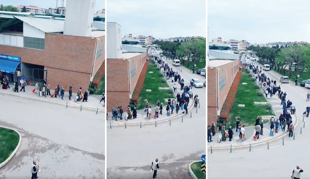 Pazar Yerleri Genelgesi Sonrasında Pazardan Alışveriş Yapmak İsteyen Vatandaşlar Yüzlerce Metre Kuyruk Oldu
