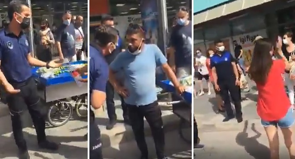 Seyyar Satıcıya Ceza Kesmek İsteyen Zabıtaya Vatandaş Tepki Gösterdi, Ceza Kestirmediler