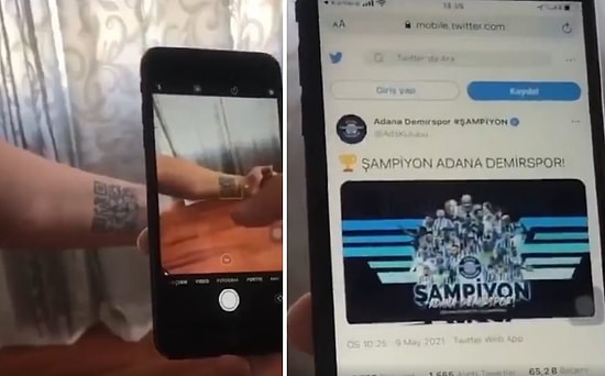 Adana Demirspor'un Şampiyonluk Tweetini QR Kod Olarak Koluna Dövme Yaptıran Taraftar