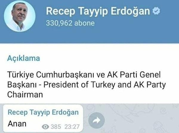 11. Erdoğan'ın resmi Telegram hesabından silinen mesajlar...