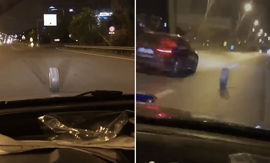 Ticari Taksiden Çıkan Arka Tekerlek Karayolunda Metrelerce Yol Aldı