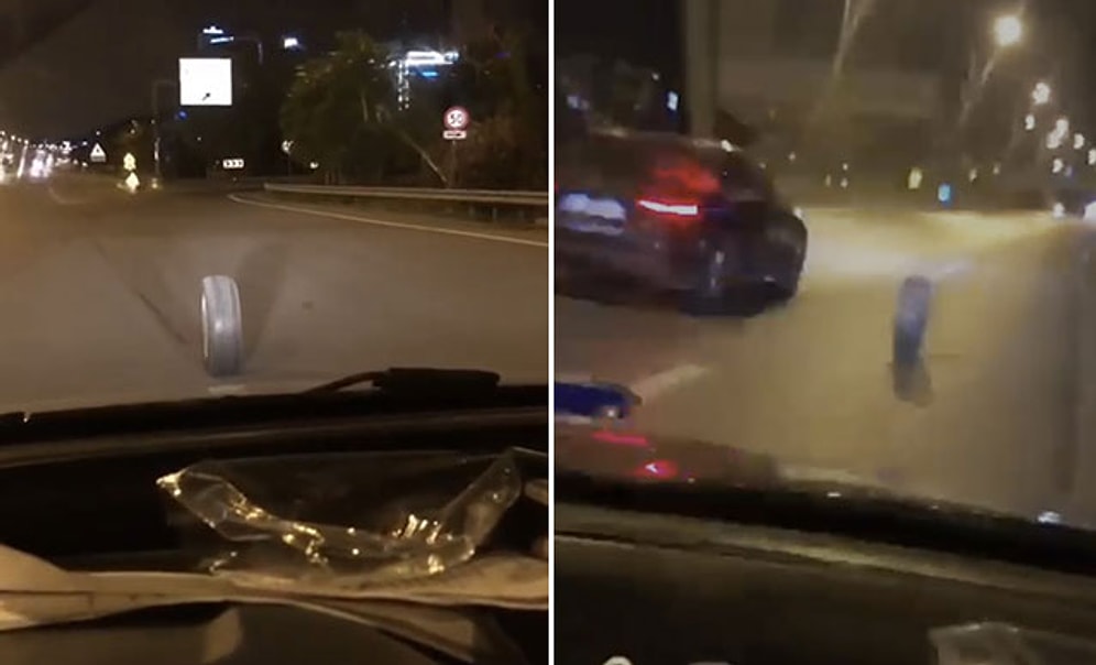 Ticari Taksiden Çıkan Arka Tekerlek Karayolunda Metrelerce Yol Aldı