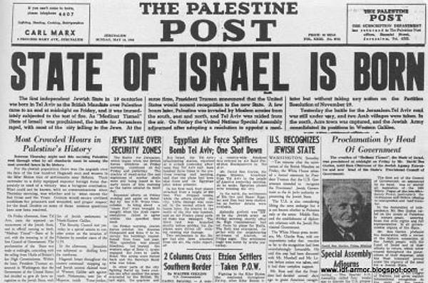1947 - Birleşmiş Milletler tarafından Filistin için bir bölünmeye neden olan 181 kodlu ‘Barış’ Planı kabul edildi ancak Filistin halkı bu planı reddetti.