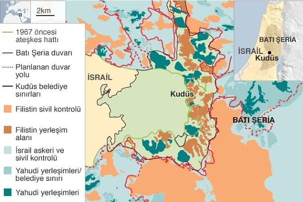 Kudüs'ü tartışma konusu yapan ilk sebeplerden biri, jeolojik olarak İsrail ve Filistin'in orta noktasında yer alması ile başlıyor.
