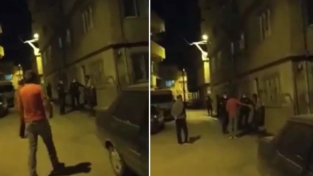 Bursa'da yaşanan olayda, Osmangazi ilçesi Başaran Mahallesi’nde sokaktaki vatandaş evine gitmek üzereyken bekçiler yanına gelip kimlik sordu.
