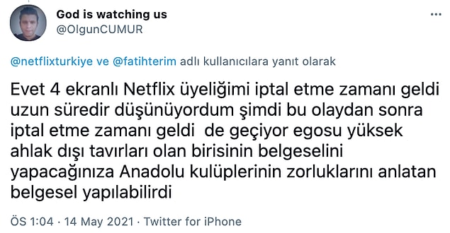 Buna karşın, belgesele tepki gösterip üyeliğini iptal edeceğini söyleyenler de oldu.