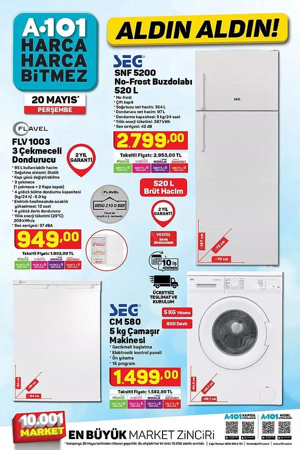 Bu hafta da SEG marka buzdolabı ve çamaşır makinesi satışta olacak.