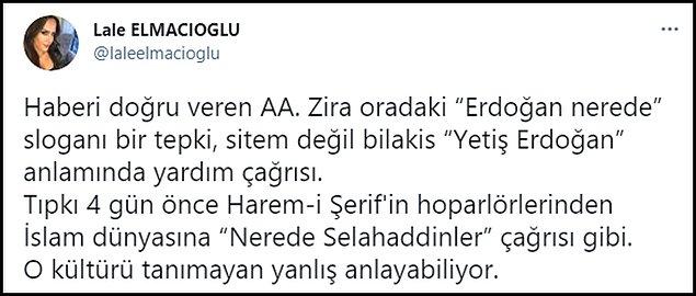 Ancak bazı kullanıcılar sloganların protesto olarak yorumlanamayacağını, ifadelerin 'Yetiş Erdoğan' anlamını taşıdığını söyledi. 👇