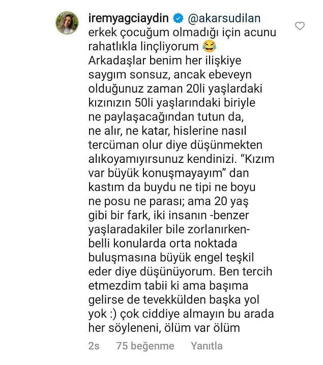 Bu yorumlardan birini de 'Hayalet Sevgilim' İrem yaptı.