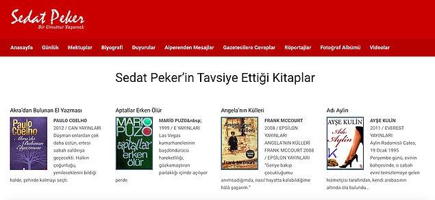 Bu kitapları ararken de Sedat Peker'in kendi internet sitesinde tavsiye ettiği kitaplara denk geldim. Meraklısı varsa bakabilir...