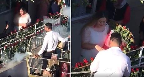 Sevdiği Kadının Balkonuna Vinçle Çıkan Adamdan Gösterişli Evlilik Teklifi Organizasyonu