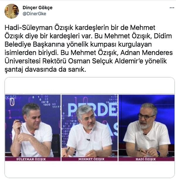 Ancak diğer gündem konuları bu düğün kadar gözardı edilebilir değil. Örneğin Didim Belediye Başkanı Ahmet Deniz Atabay'a kumpas kurulmasıyla ilgili çok ciddi bir iddia var Özışık kardeşlerle ilgili.