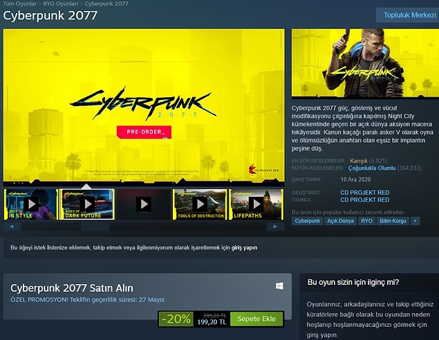 Cyberpunk 2077, %20 indirime girdi