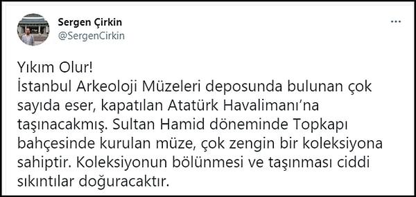Haberin yayınlanmasının ardından sosyal medyada çok sayıda kişi eserlerin Atatürk Havalimanı’na taşınmasına tepki gösterdi. 👇