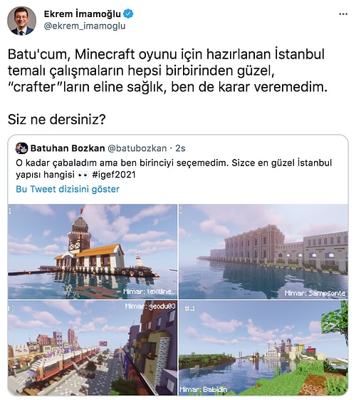 İmamoğlu’nun Minecraft Paylaşımından Ciğeri Yanan 21 Aylık Bebeğe Twitter'da Günün Viral Olan Paylaşımları