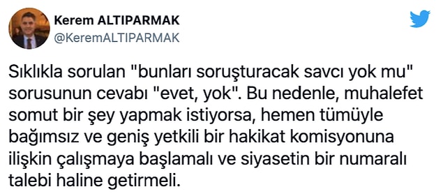 Diğer yandan muhalefetin sessizliği de büyük tepkilere neden oldu. Bazı yorumları sizler için derledik 👇