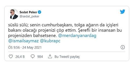 Sedat Peker'in Süleyman Soylu'nun İddialarına Twitter Üzerinden Verdiği Yanıtlar