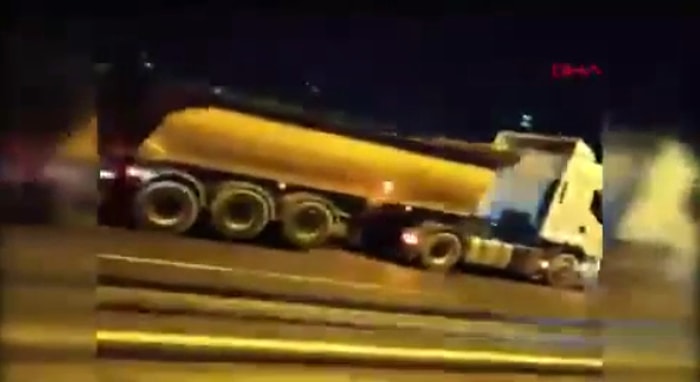 Otobanda Ters İstikamete Girip Son Sürat Hız Yapan Hafriyat Kamyonu