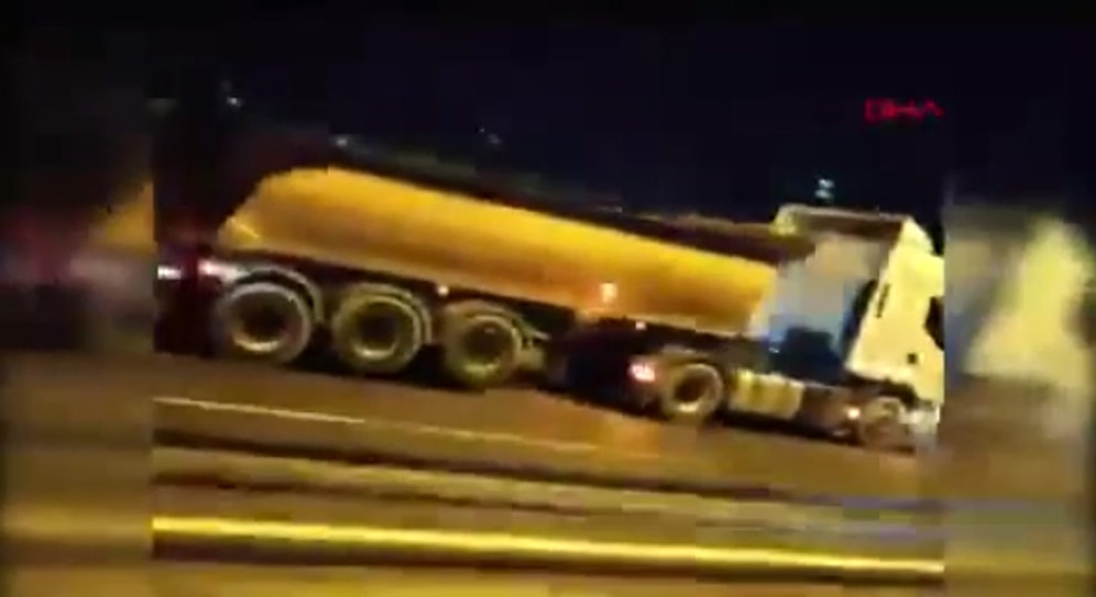 Otobanda Ters İstikamete Girip Son Sürat Hız Yapan Hafriyat Kamyonu