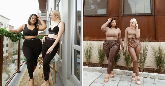 Две подруги показывают, как выглядят одинаковые вещи на разных типах телосложения (25 новых фото)