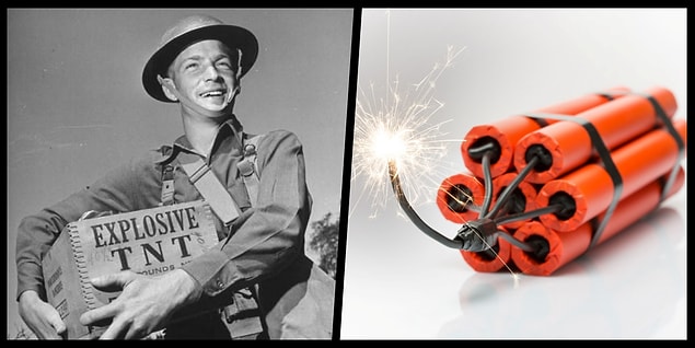 16. TNT(dinamit) Alman kimyager Joseph Wilbrand tarafından sarı bir boya olarak icat edildi. Patlayıcı özelliği o zamanlar bilinmiyordu ve sadece boya amacıyla kullanılıyordu.